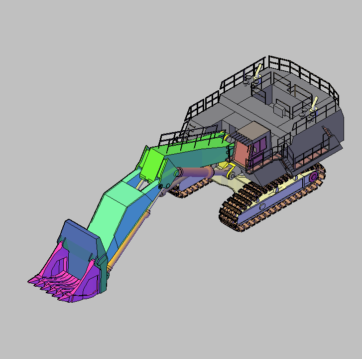 Bloque Autocad Vista de Retroexcavadora en 3D
